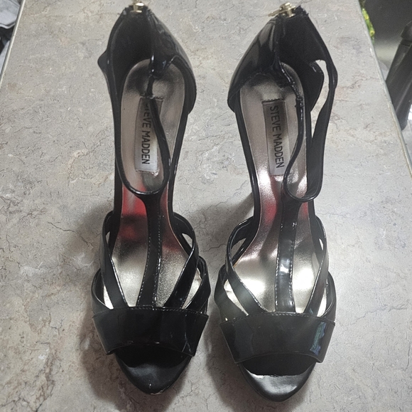 Steve Madden Haylow Black Platform Stiletto Heels Patent Leather Size 8.5 - Picture 9 of 10